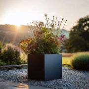 30cm Zinc Galvanised Matte Black Square Planter